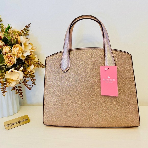 Kate spade purse tinsel glitter satchel handbag & wallet rose gold - Picture 3 of 10